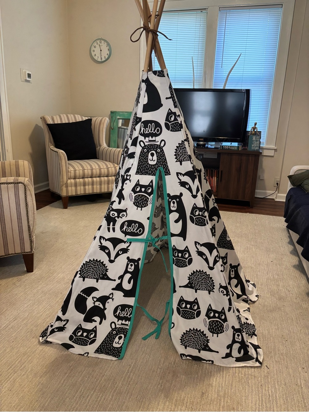 Target Pillowfort Kids Teepee Tent - Black & White Woodland Animals